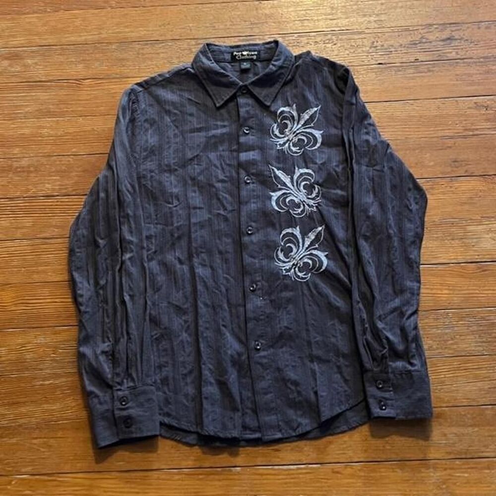 American-vintage Men's Grey and Brown Shirt
